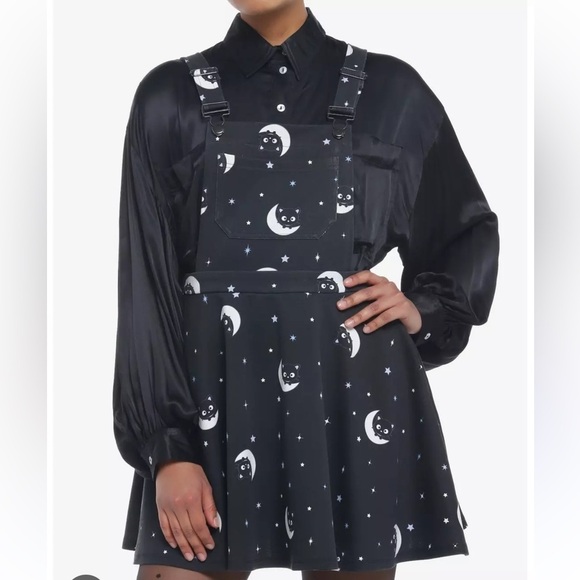 Hot Topic Chococat Moon & Stars Black Overall Skater Dress Sanrio Size XS - Picture 1 of 6